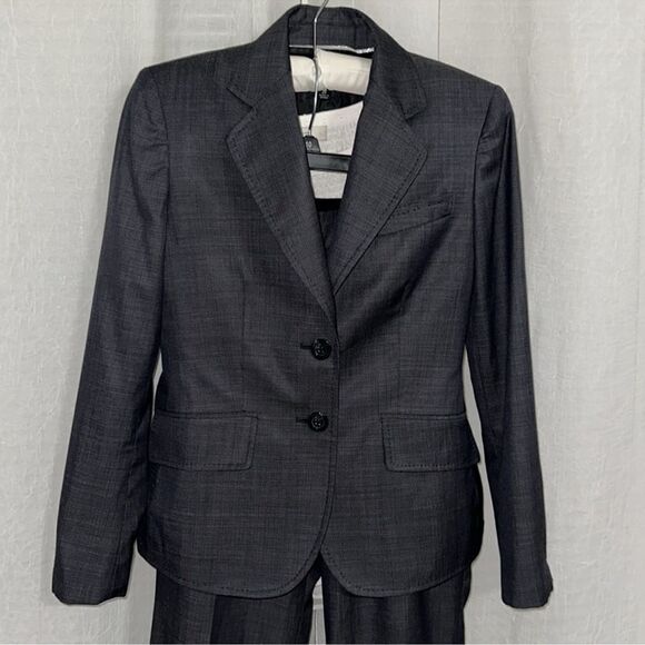 Anne Klein 4P Gray Wool Blend Proffesional Blazer Pant Suit - Picture 2 of 16